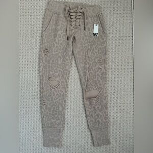 NSF Women's Tan Leopard Print Joggers